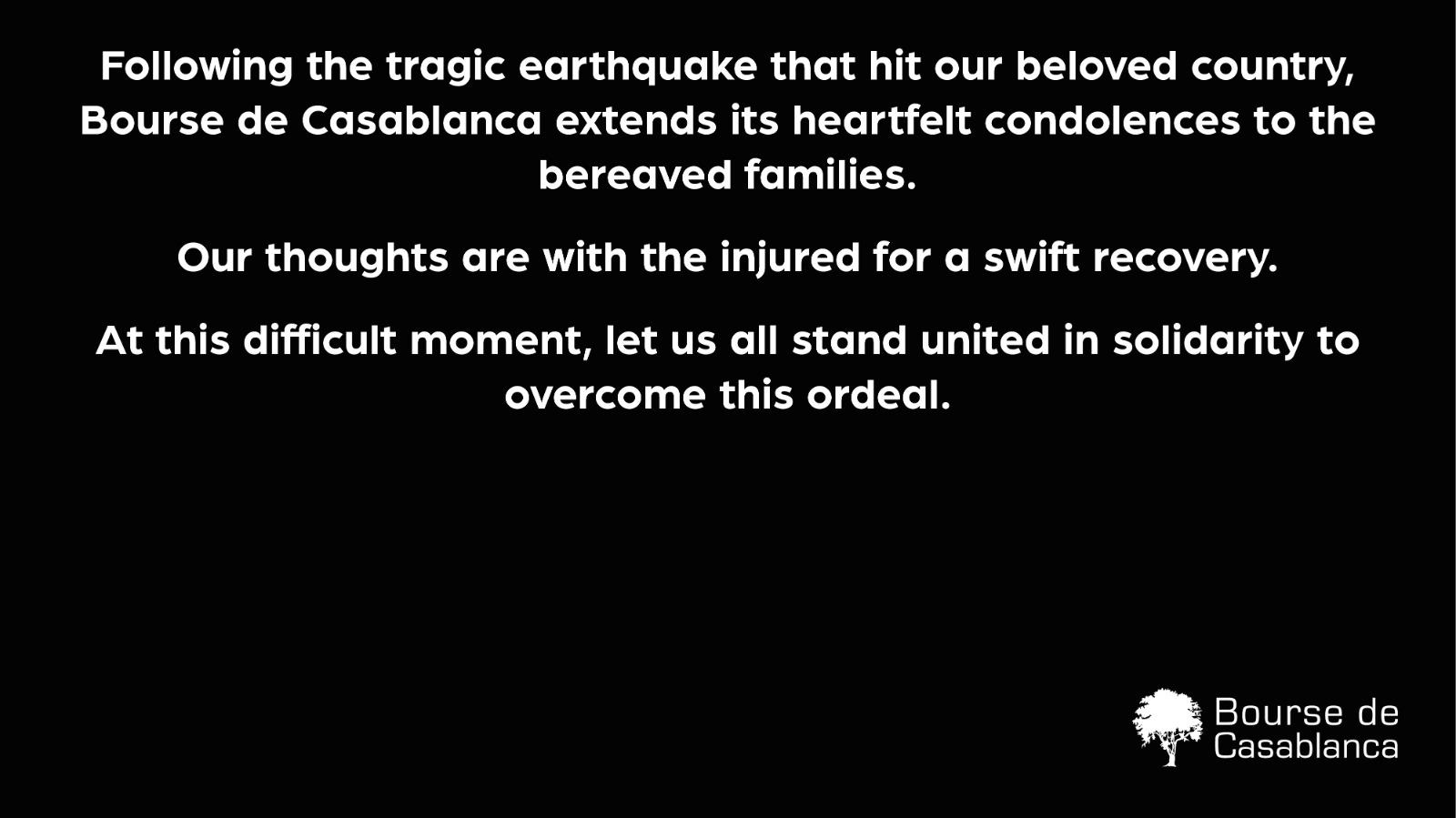 Bourse de Casablanca expresses its solidarity with the victims of Al Haouz
